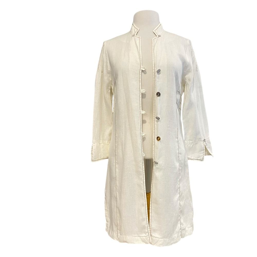 Eliza Cavaletti long linen vest/shirt/shrug/jacket ecru white long sleeve medium